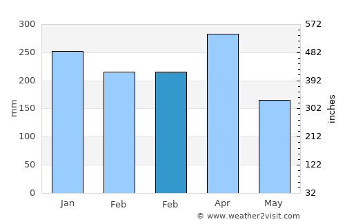 Bukittinggi average rain in February