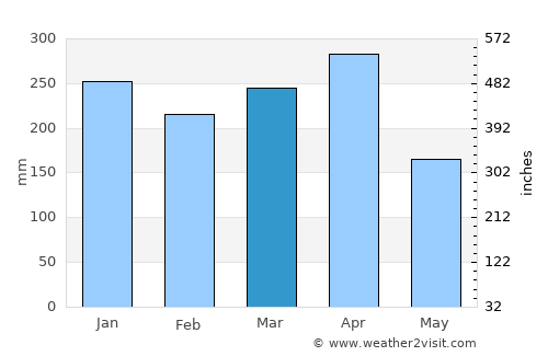 Bukittinggi average rain in March