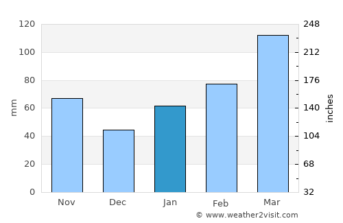 Bungo-Takada average rain in January