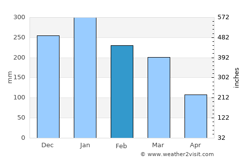 Bungtiang Barat average rain in February