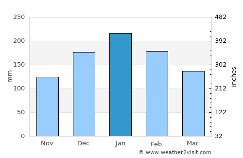 Buritama average rain in January