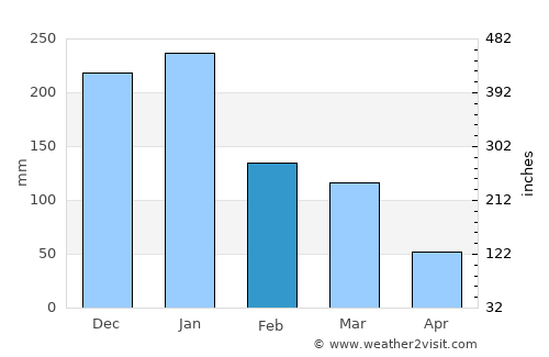 Buritizeiro average rain in February
