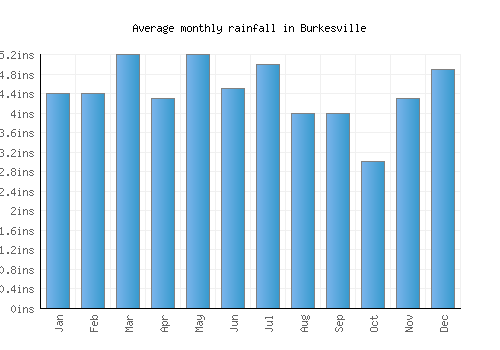 Burkesville monthly rainfall chart (inches)