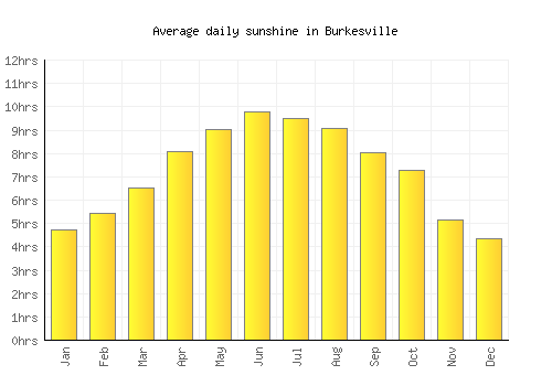 Burkesville average daily sunshine chart