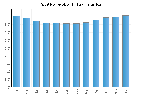 Burnham-on-Sea relative humidity averages