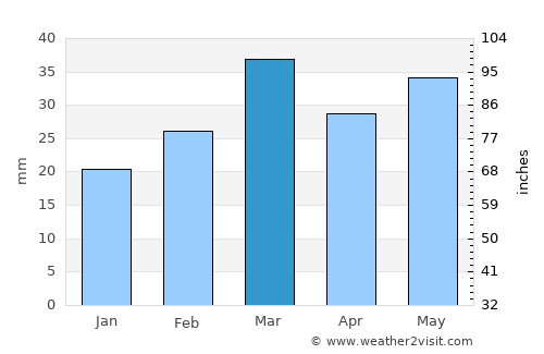 Burriana average rain in March