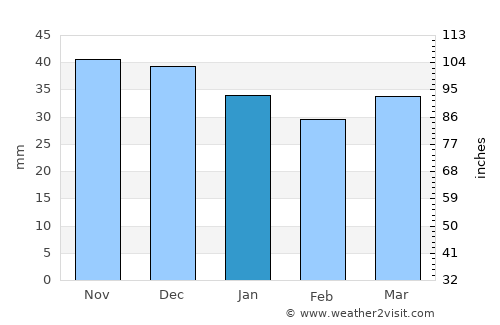 Busko-Zdrój average rain in January