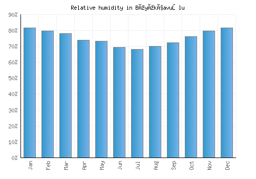 Büyükçavuşlu relative humidity averages