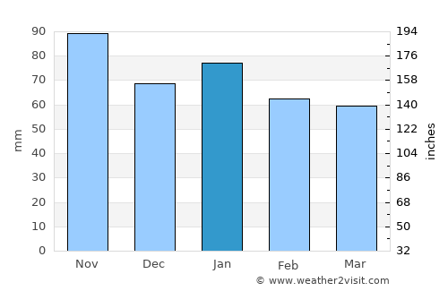 Cabañas average rain in January