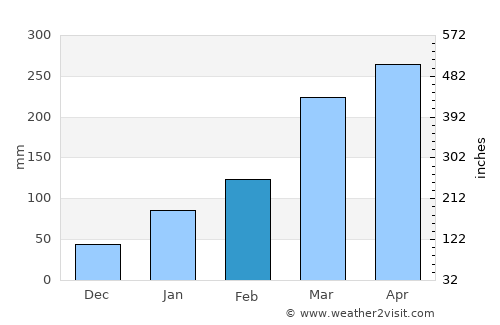Cabedelo average rain in February