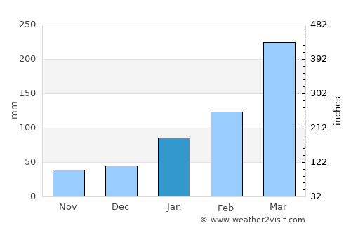 Cabedelo average rain in January