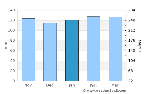 Cachoeira do Sul average rain in January