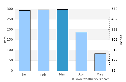 Cacoal average rain in March