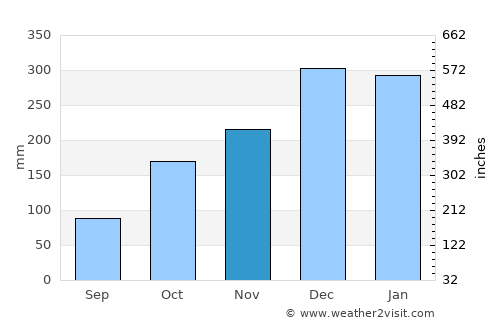 Cacoal average rain in November