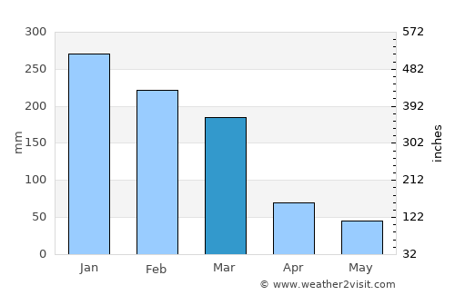 Caconde average rain in March