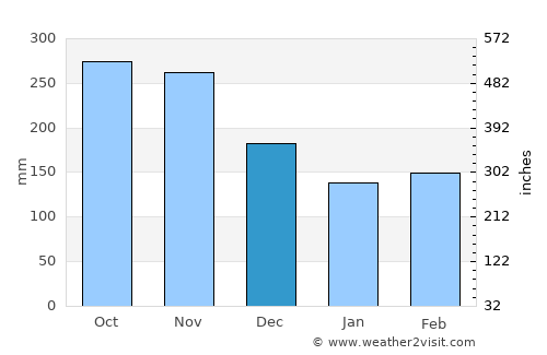 Caicedonia average rain in December