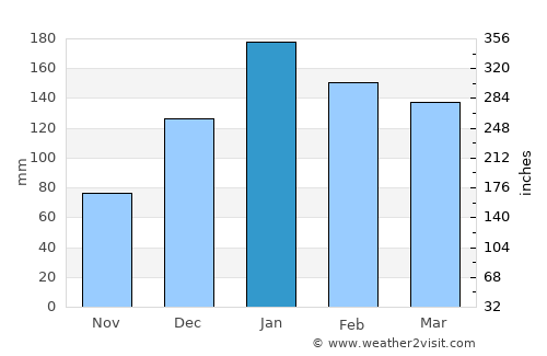 Caimancito average rain in January