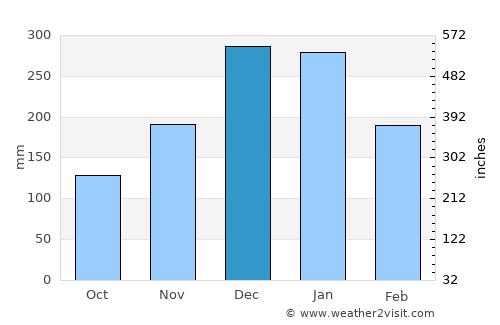 Caldas Novas average rain in December