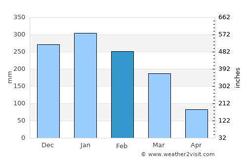 Camanducaia average rain in February