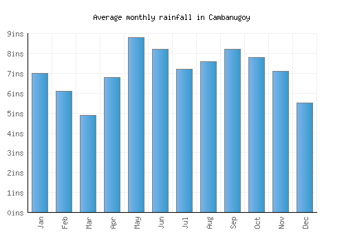 Cambanugoy monthly rainfall chart (inches)