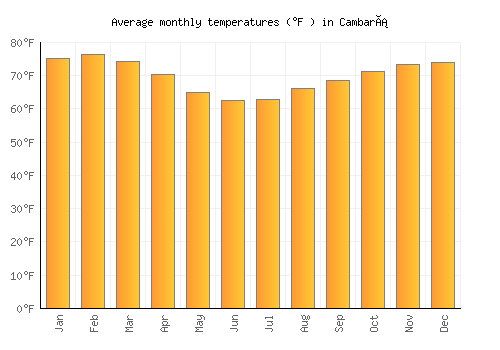 Cambará average temperature chart (Fahrenheit)