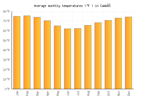 Cambé average temperature chart (Fahrenheit)