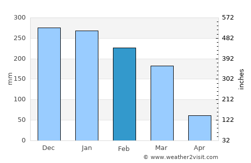 Cambuquira average rain in February
