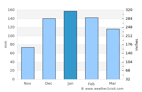 Camiri average rain in January