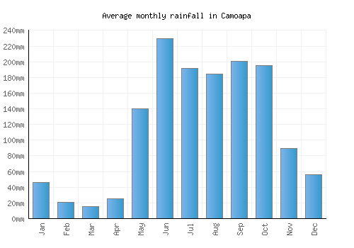 Camoapa monthly rainfall chart (mm)