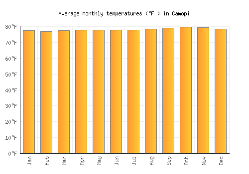 Camopi average temperature chart (Fahrenheit)