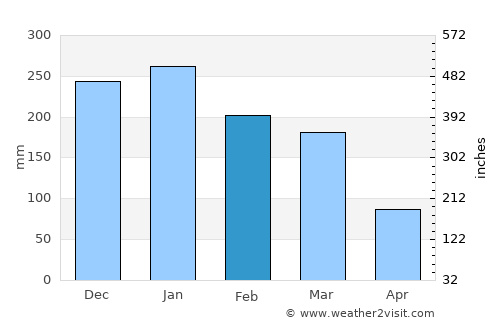 Campina Verde average rain in February