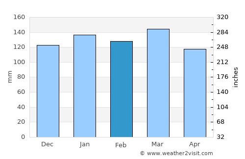 Campo Largo average rain in February