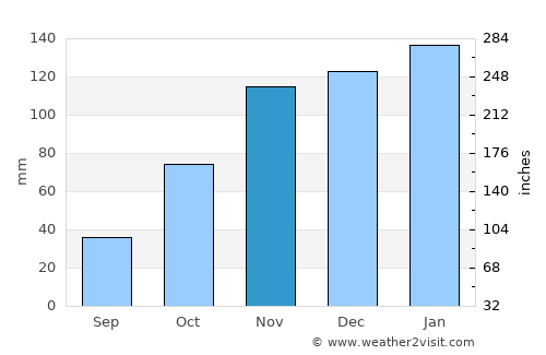 Campo Largo average rain in November