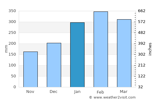 Cananéia average rain in January
