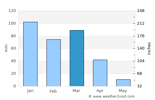 Canarana average rain in March