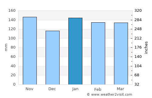 Canavieiras average rain in January