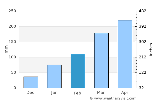 Canguaretama average rain in February