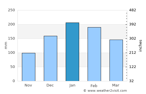 Capâo Bonito average rain in January