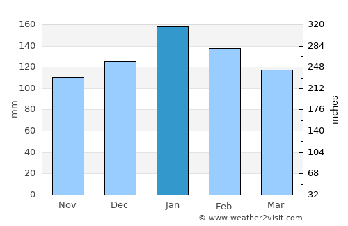 Capinzal average rain in January