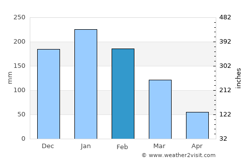 Capivari average rain in February
