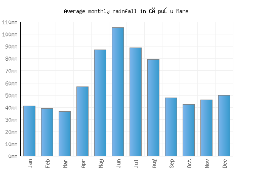 Căpuşu Mare monthly rainfall chart (mm)
