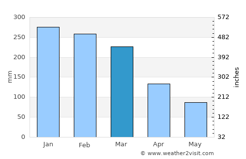 Caraguatatuba average rain in March