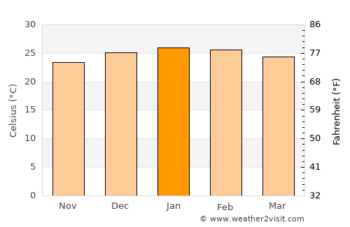 Caraguatay average temperature in January