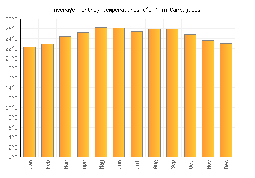 Carbajales average temperature chart (Celsius)