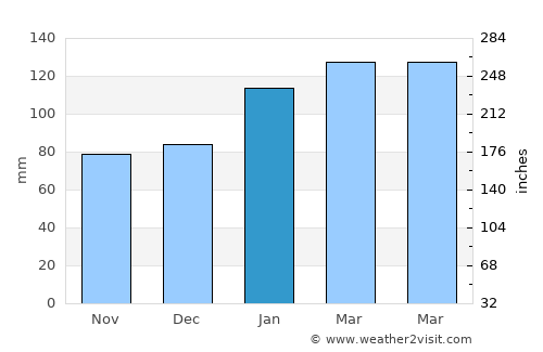 Cardiff average rain in January