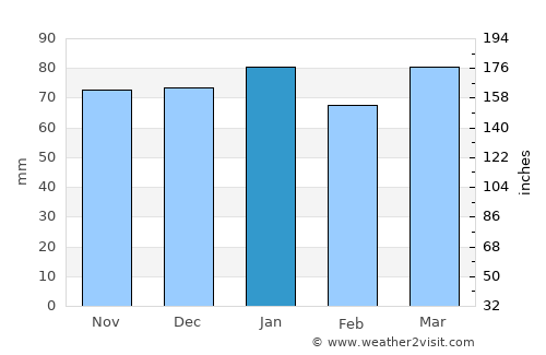 Cariló average rain in January