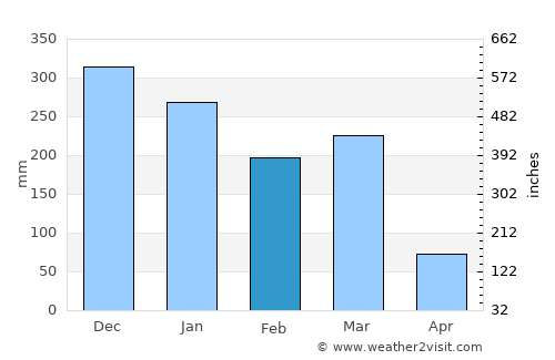 Carmo do Cajuru average rain in February