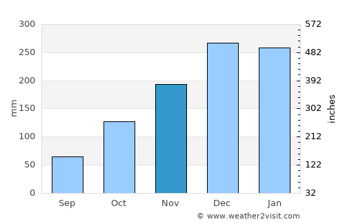 Carmo do Rio Claro average rain in November