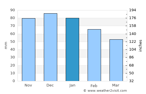 Cartaya average rain in January
