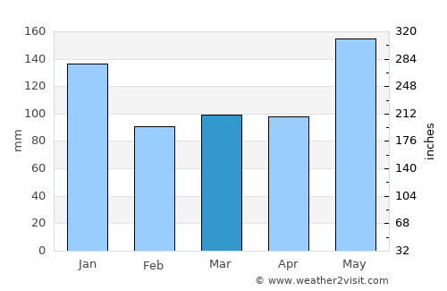 Castle Bruce average rain in March